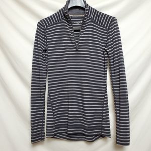 Smartwool Gray Striped Merino 1/4 Zip Sweater Sz M